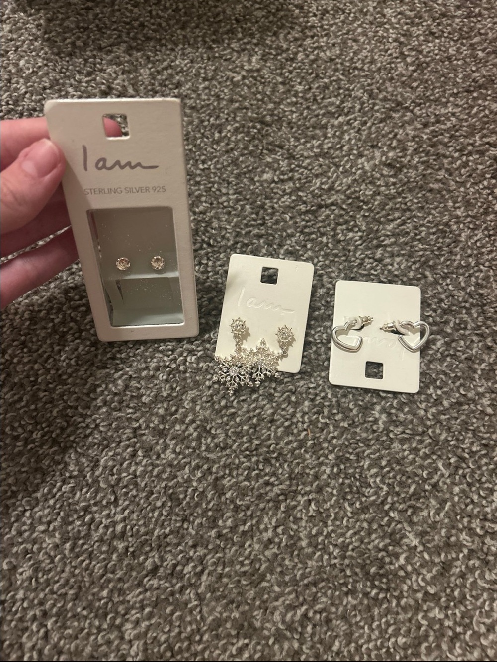 Sterling Silver Heart Hoop & Stud Earring Set in Silver